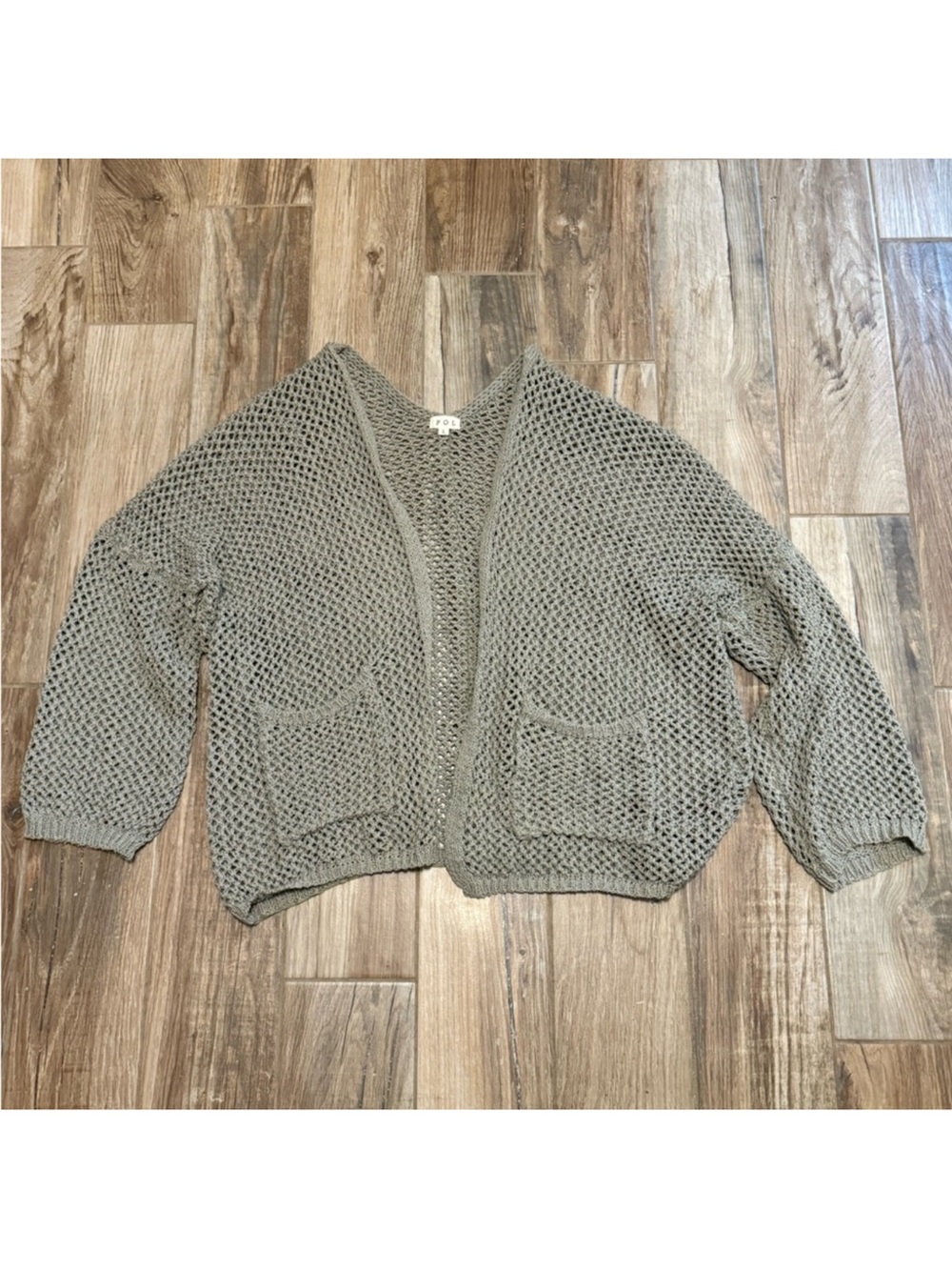POL Lightweight Open Weave Boxy Kimono Cardigan